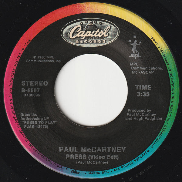 Paul McCartney : Press (7", Single, Spe)