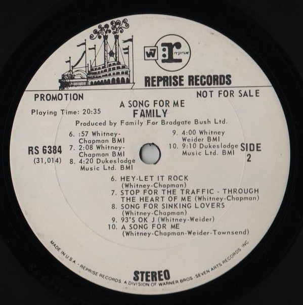 Family (6) : A Song For Me (LP, Album, Promo, San)