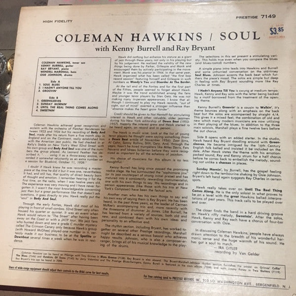 Coleman Hawkins : Soul (LP, Album, Mono)