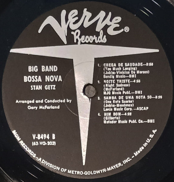 Stan Getz : Big Band Bossa Nova (LP, Album, Gat)