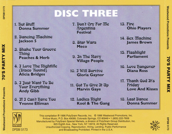 Various :  70’s Party Mix Disc 3 (CD, Comp)