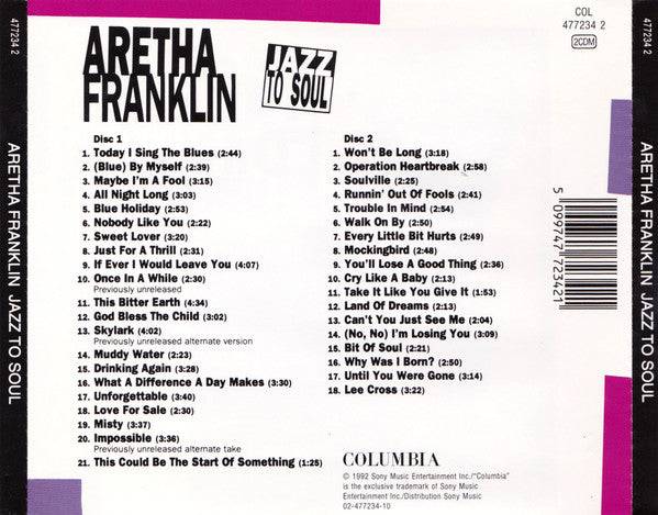 Aretha Franklin : Jazz To Soul (2xCD, Comp)