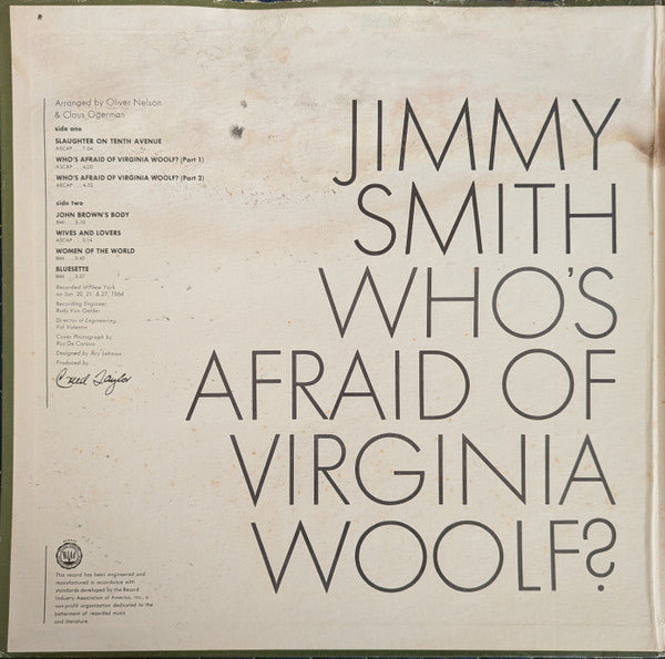 Jimmy Smith : Who's Afraid Of Virginia Woolf? (LP, Album, Ind)