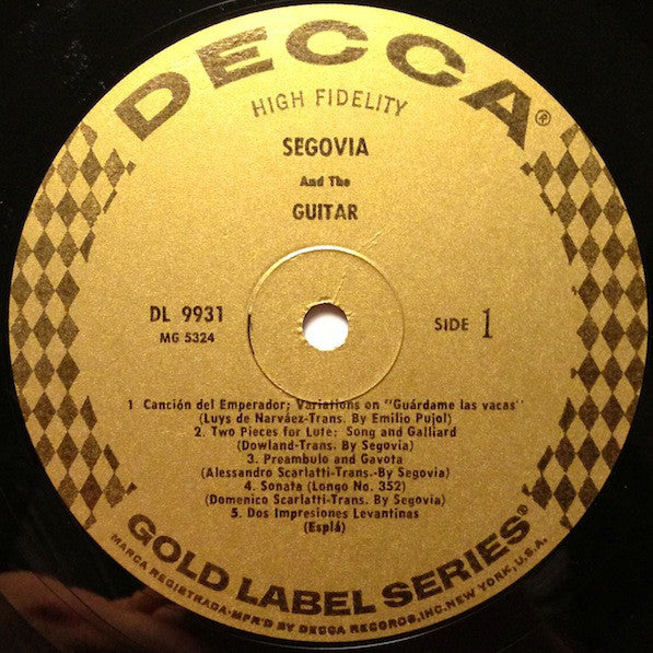 Segovia* : Segovia And The Guitar (LP, Album, Mono, RP)