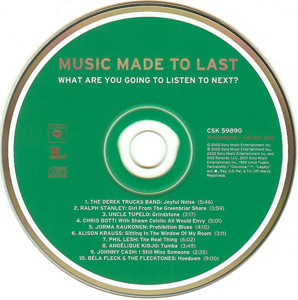 Various : Music Made To Last (CD, Comp, Promo)