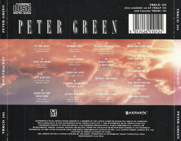 Peter Green (2) : Backtrackin' - Spanning The Career Of A Rock Legend (CD, Album, Comp)