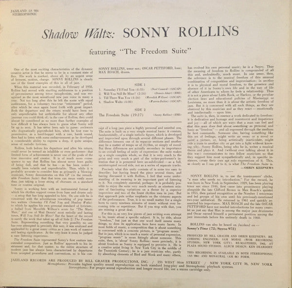 Sonny Rollins : Shadow Waltz (LP, Album, RE, RM)