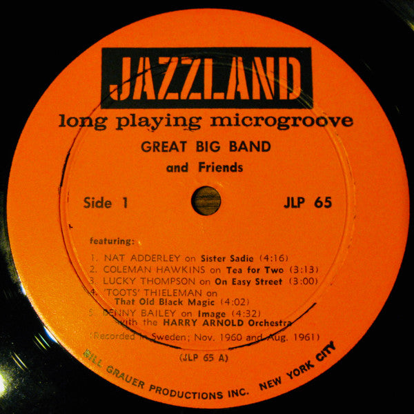 Nat Adderley, Coleman Hawkins, Lucky Thompson With Harry Arnolds Orkester : Great Big Band And Friends (LP, Album, Mono)