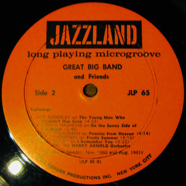 Nat Adderley, Coleman Hawkins, Lucky Thompson With Harry Arnolds Orkester : Great Big Band And Friends (LP, Album, Mono)