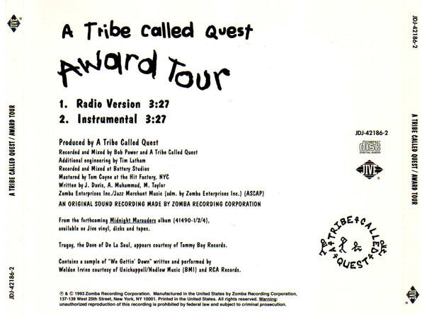 A Tribe Called Quest : Award Tour (CD, Single, Promo)