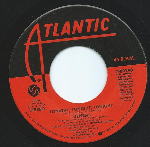 Genesis : Tonight, Tonight, Tonight (7", Single, SP )
