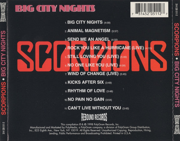 Scorpions : Big City Nights (CD, Comp, RE)