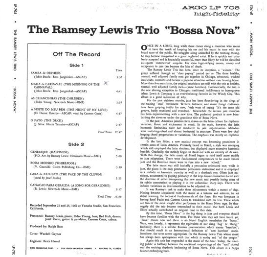 The Ramsey Lewis Trio : Bossa Nova (LP, Album)