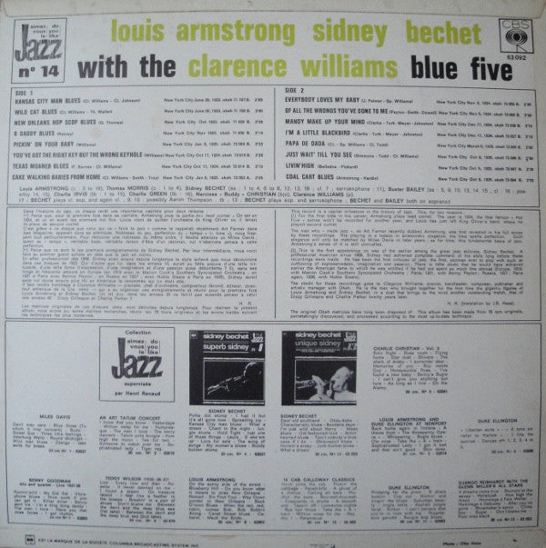 Louis Armstrong, Sidney Bechet : Louis Armstrong & Sidney Bechet With The Clarence Williams Blue Five (LP, Comp)