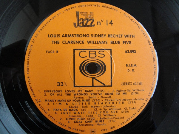 Louis Armstrong, Sidney Bechet : Louis Armstrong & Sidney Bechet With The Clarence Williams Blue Five (LP, Comp)