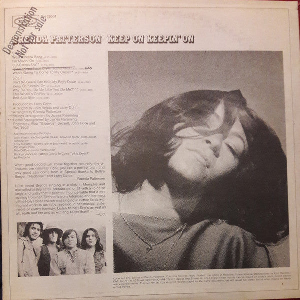 Brenda Patterson : Keep On Keepin' On (LP, Album, Pit)