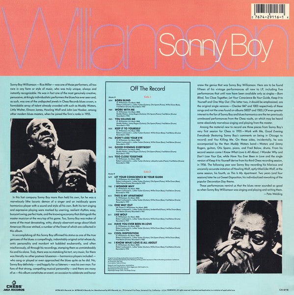 Sonny Boy Williamson (2) : One Way Out (LP, Comp, RE, RP)