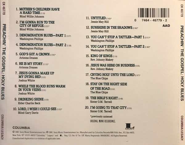 Various : Preachin' The Gospel: Holy Blues (CD, Comp, Mono, RM)
