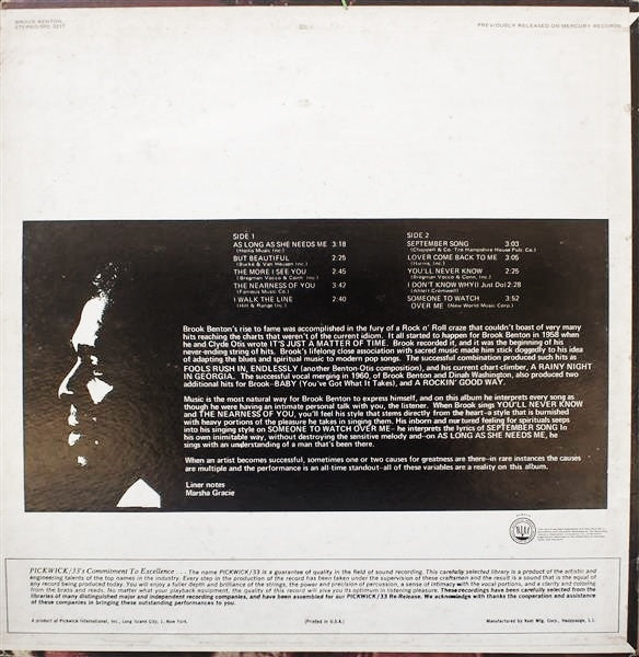 Brook Benton : As Long As She Needs Me (LP)