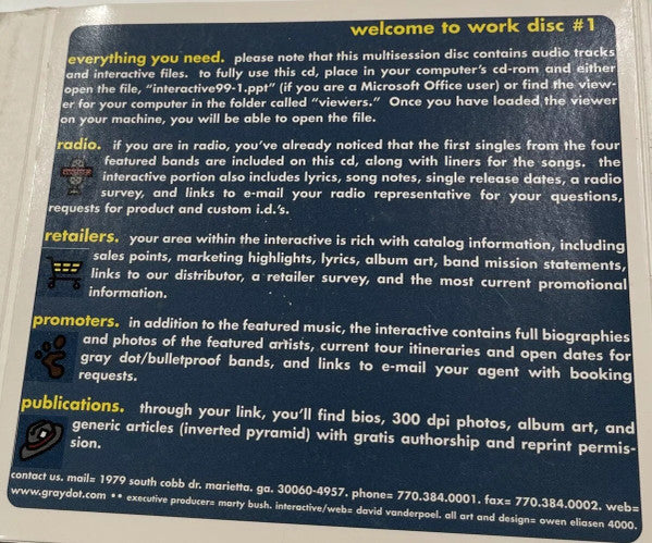 Various : Gray Dot Records/Bulletproof Music: Work Disc #1 (CD-ROM, Promo, Smplr)