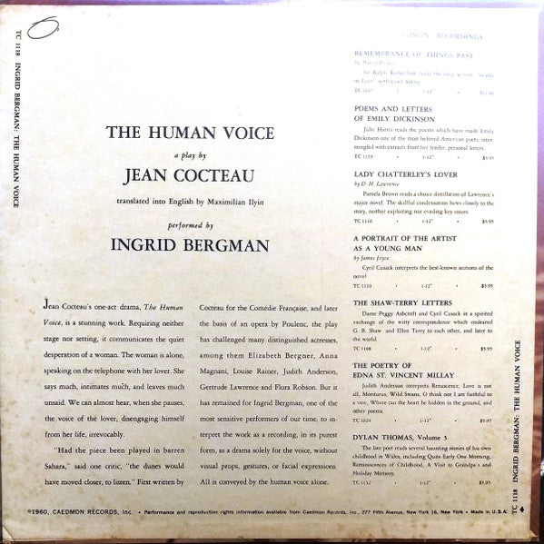 Ingrid Bergman : The Human Voice (LP, Album, Red)