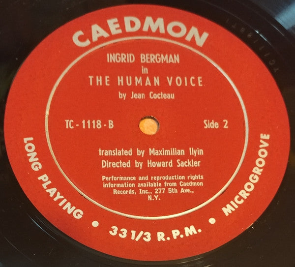 Ingrid Bergman : The Human Voice (LP, Album, Red)