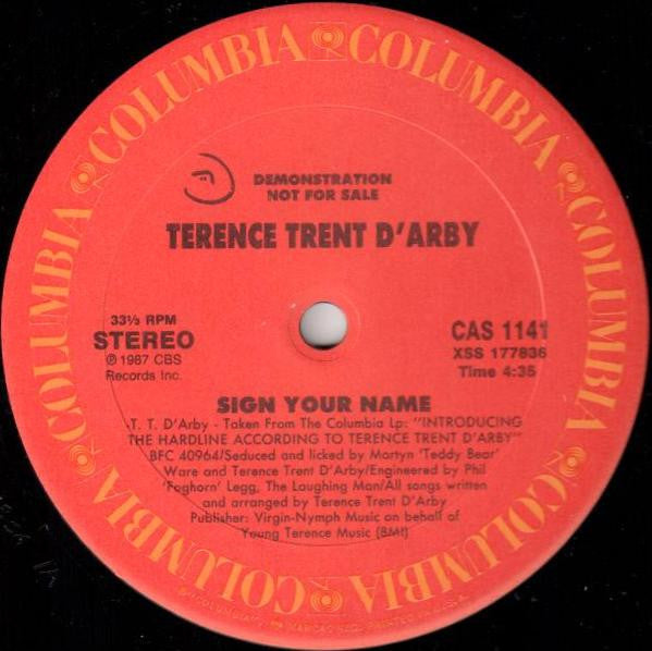 Terence Trent D'Arby : Sign Your Name (12", Promo)