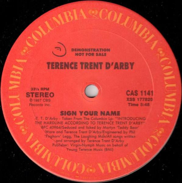 Terence Trent D'Arby : Sign Your Name (12", Promo)