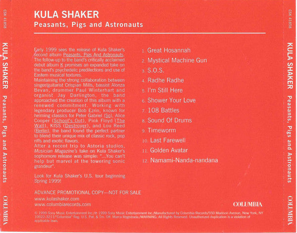 Kula Shaker : Peasants, Pigs & Astronauts (CD, Advance, Album, Promo)