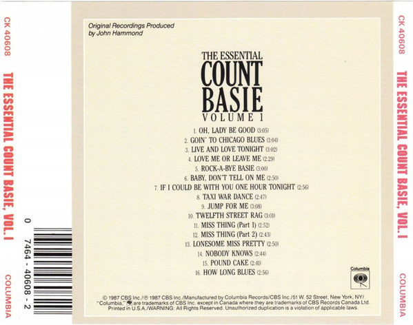 Count Basie : The Essential Count Basie, Volume 1 (CD, Comp, RM)