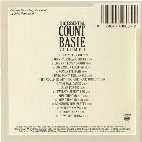 Count Basie : The Essential Count Basie, Volume 1 (CD, Comp, RM)