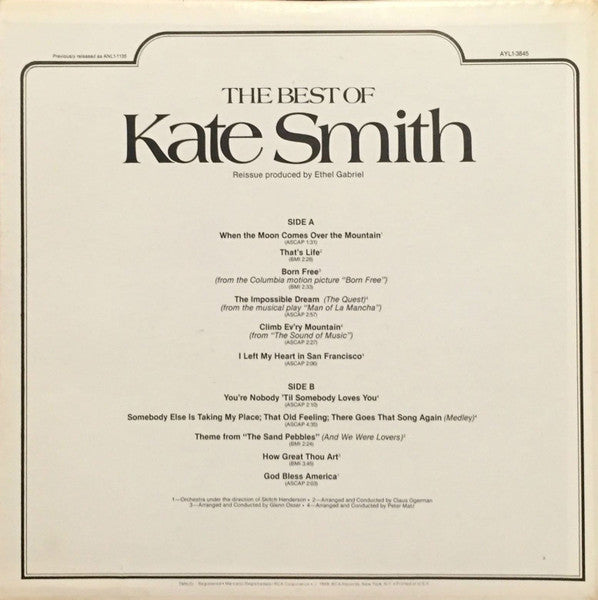 Kate Smith (2) : The Best Of Kate Smith (LP, Comp, RE)