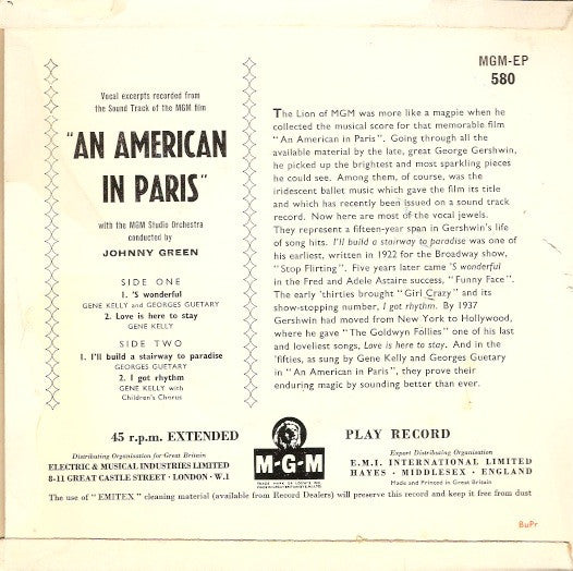 Gene Kelly And Georges Guétary : An American In Paris (7", EP, Comp)