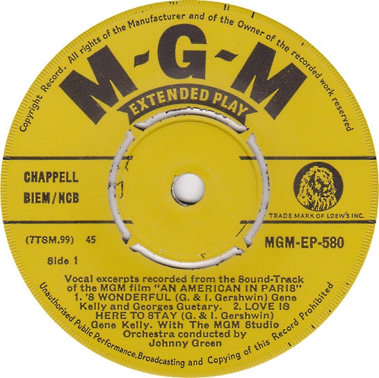 Gene Kelly And Georges Guétary : An American In Paris (7", EP, Comp)