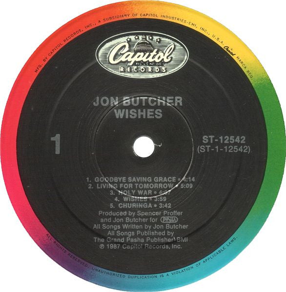 Jon Butcher : Wishes (LP, Album, Spe)