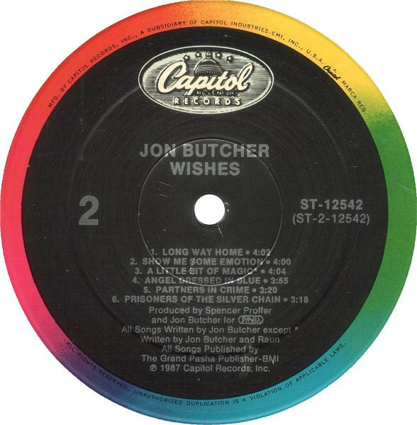Jon Butcher : Wishes (LP, Album, Spe)