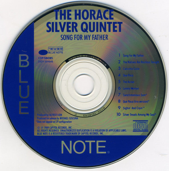 The Horace Silver Quintet : Song For My Father (CD, Album, Club, RE)