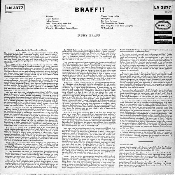 Ruby Braff : Braff!! (LP, Album, Mono, Bri)