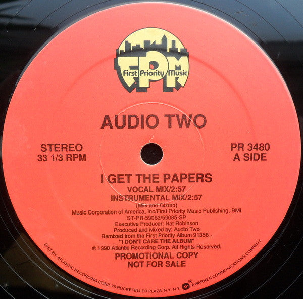 Audio Two : I Get The Papers (12", Promo, Red)