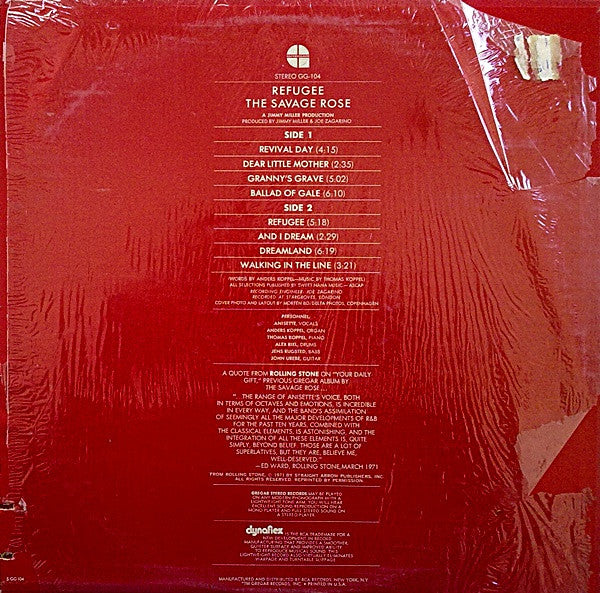 Savage Rose : Refugee (LP, Album, Hol)