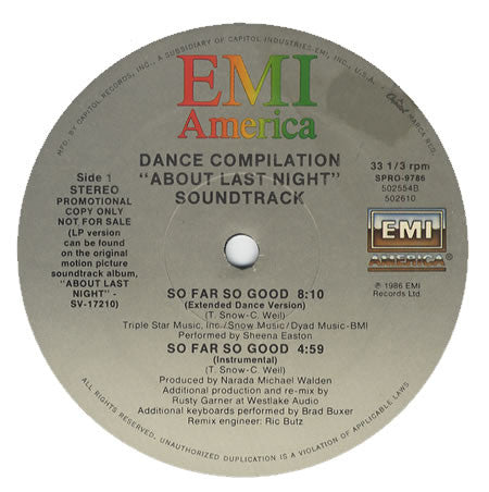Various : Dance Compilation ("About Last Night" Soundtrack) (12", Promo)
