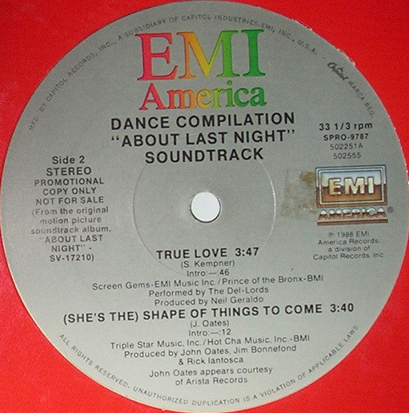 Various : Dance Compilation ("About Last Night" Soundtrack) (12", Promo)