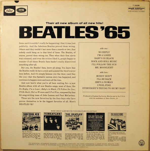 The Beatles : Beatles '65 (LP, Album, Mono, Pin)