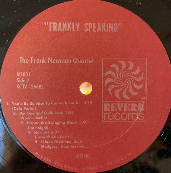 The Frank Newman Quartet : "Frankly Speaking" (LP, Album, Mono)