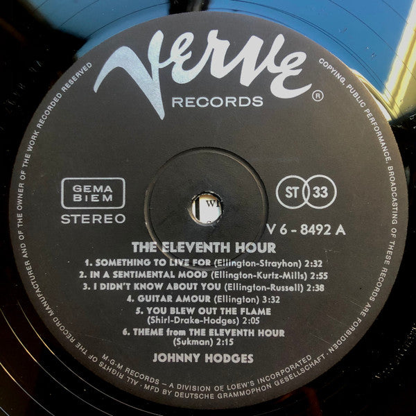 Johnny Hodges : The Eleventh Hour (LP, Album)