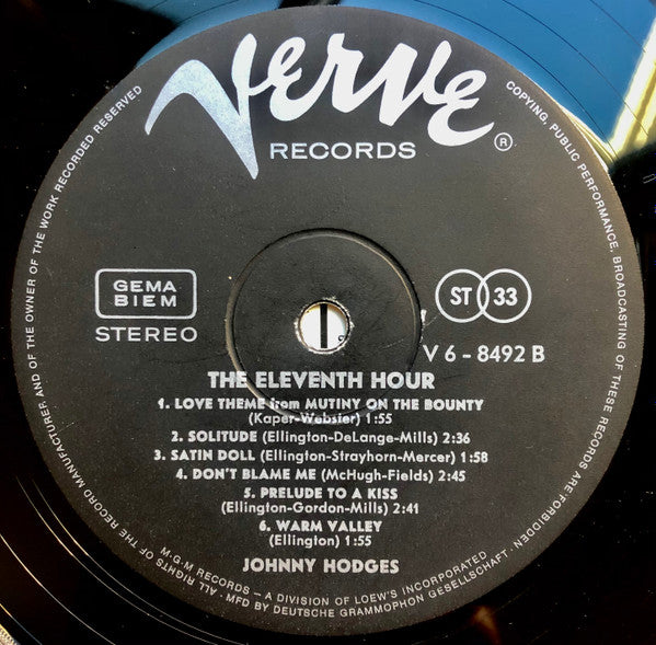 Johnny Hodges : The Eleventh Hour (LP, Album)