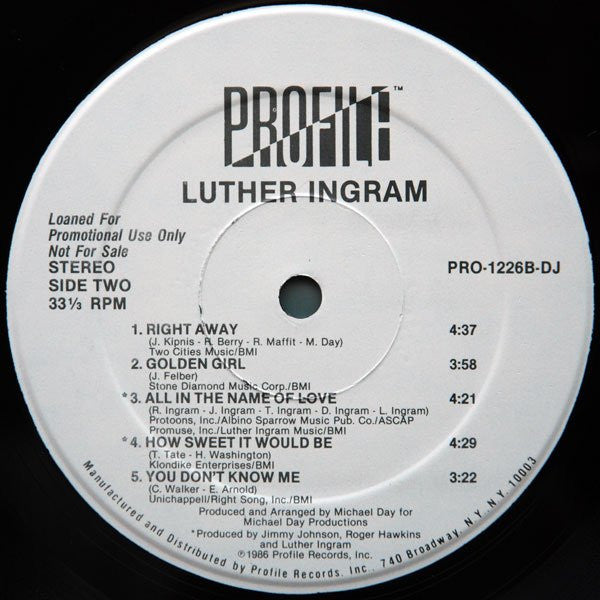 Luther Ingram : Luther Ingram (LP, Album, Promo)