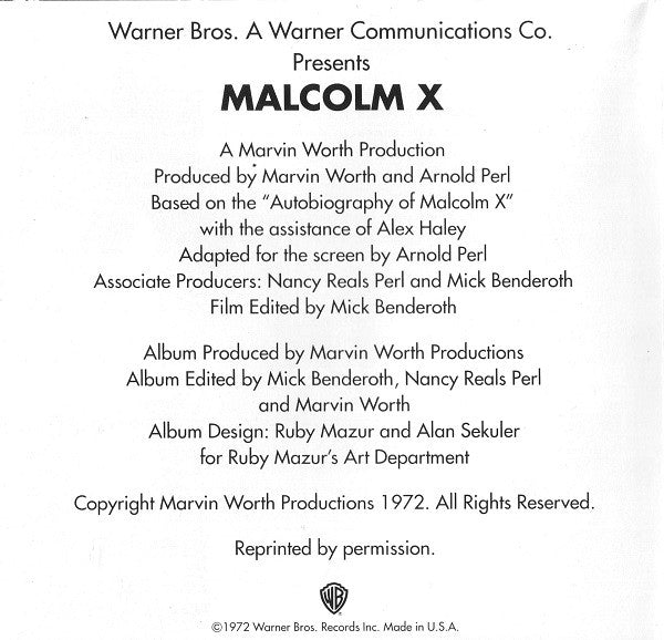Various : Malcolm X - Music And Dialogue From The Original Soundtrack Of The Motion Picture (CD, Album, RE)