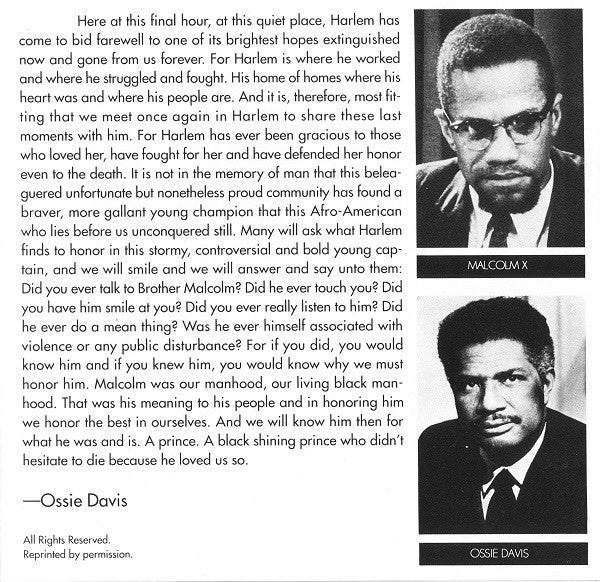 Various : Malcolm X - Music And Dialogue From The Original Soundtrack Of The Motion Picture (CD, Album, RE)
