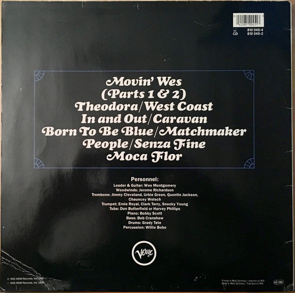 Wes Montgomery : Movin' Wes (LP, Album, RE)